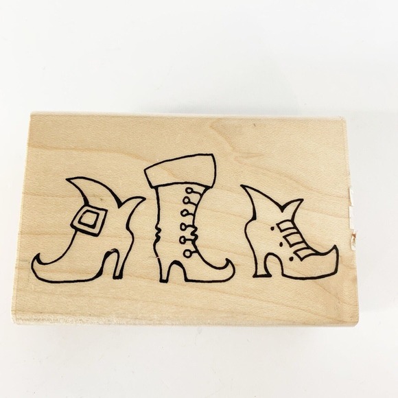Halloween Rubber Stamp Lot Mummy Happy Haunting Witch Shoes Jack Set of 6 - Picture 2 of 8